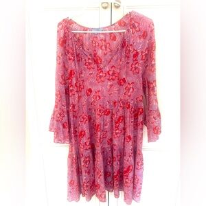 Floral Red and Purple Women's Dress